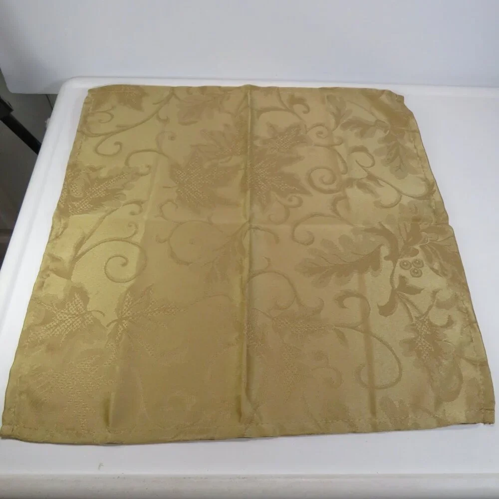 Vintage Gold Jacquard Fabric(4) Dinner Napkins 16.5x16.5